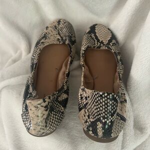 11M Snakeskin Patterned Ballet Flats, Time and Tru Memory foam slippers.